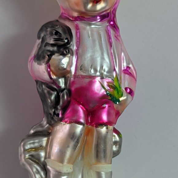 Vtg Christopher Radko Patrick's Bunny Christmas Ornament Hand Painted Glass - Picture 4 of 8